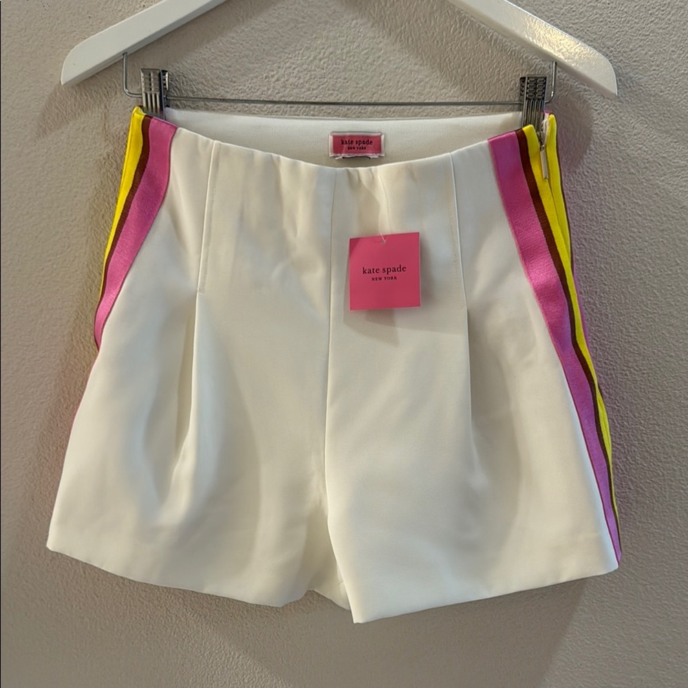 Kate Spade White Shorts with Pink and Yellow Stripes